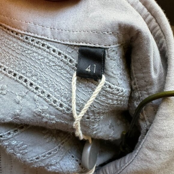 NWT Men's Gray Messagerie Brand Shirt with Subtle Floral Embroidery - Picture 12 of 12